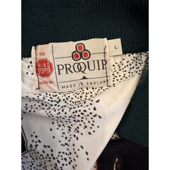 Proquip Blue Sweater jacket Sz L Gore Windstopper Wool Vintage Old Money Gorp - Picture 10 of 11